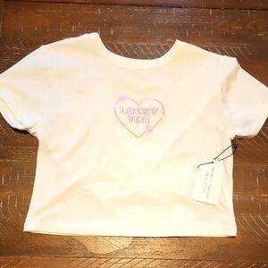 Better Together Women's Shirt with Heart Design "Lucky You" Text Large NWT